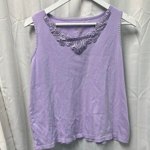 Croft & Barrow Lavender Tank Top with Embroidered Neckline